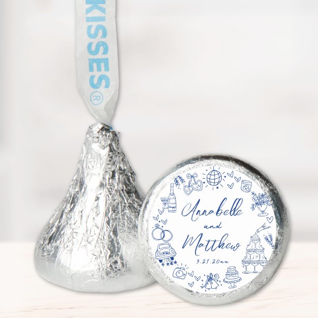 Hand Drawn Whimsical Blue Wedding Hershey®'s Kisses® (Hand Drawn Whimsical Blue Wedding Hershey®'s Kisses®)