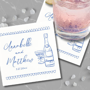 Hand Drawn Whimsical Blue Wedding Napkins