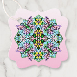 Hand Drawn Whimsical Butterfly Mandala Favor Tags