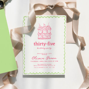 Hand Drawn Whimsical Cake Birthday Party Invitation