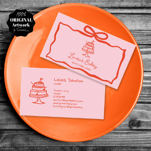 Hand Drawn Whimsical Cakes Pastry Bakery Logo Business Card