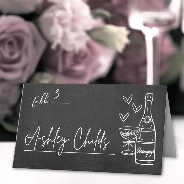 Hand Drawn Whimsical Chalkboard Wedding Place Card (Hand Drawn Whimsical Chalkboard Wedding Place Card)