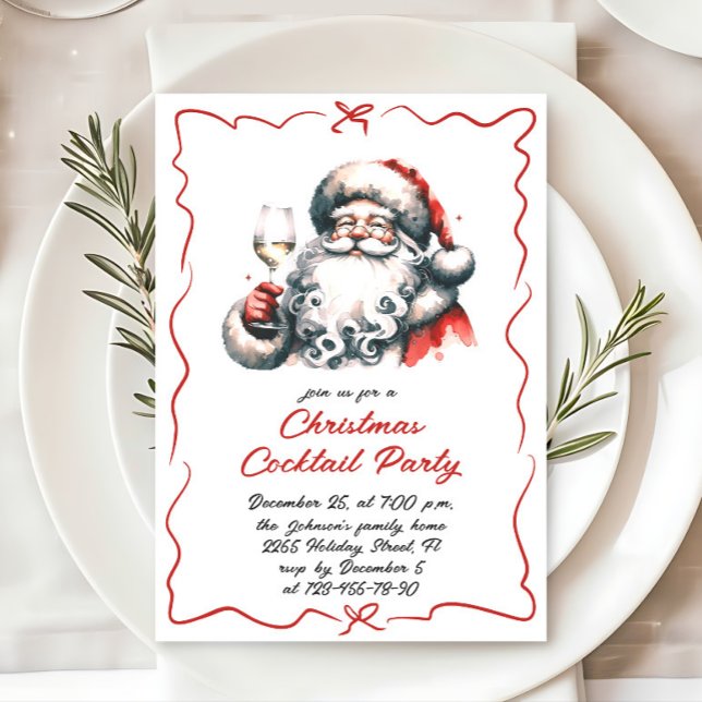 Hand Drawn Whimsical Christmas Cocktail Party Invitation (Creator Uploaded)