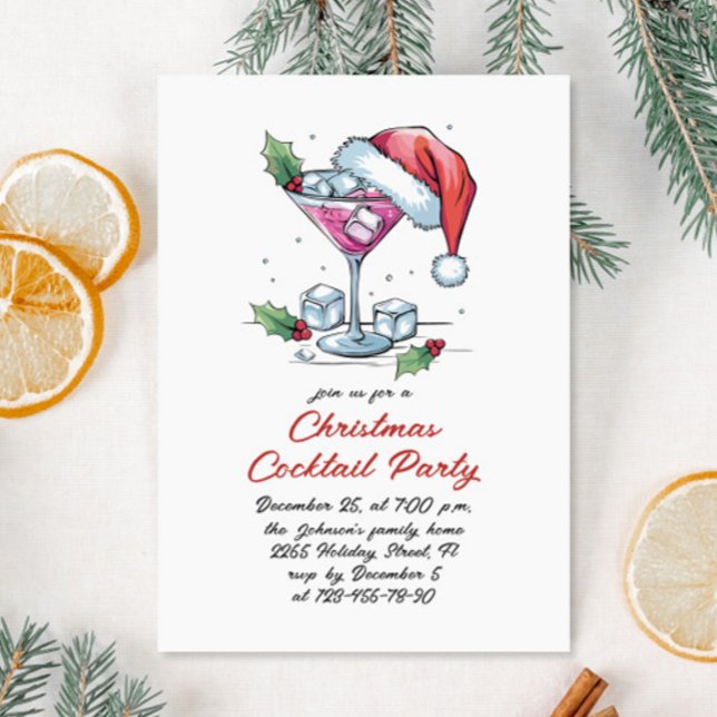 Hand Drawn Whimsical Christmas Cocktail Party Invitation (Creator Uploaded)