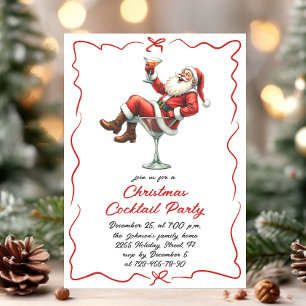 Hand Drawn Whimsical Christmas Cocktail Party Invitation