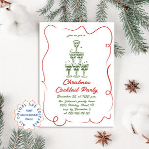Hand Drawn Whimsical Christmas Cocktail Party Invitation