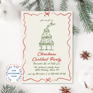 Hand Drawn Whimsical Christmas Cocktail Party Invitation