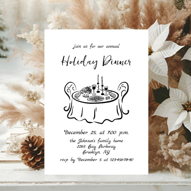 Hand Drawn Whimsical Christmas Holiday Dinner Invi Invitation (Creator Uploaded)