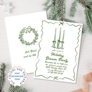 Hand Drawn Whimsical Christmas Holiday Dinner Invitation
