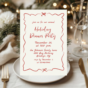 Hand Drawn Whimsical Christmas Holiday Dinner Invitation