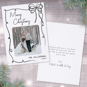 Hand Drawn Whimsical Christmas Holiday Letterpress Photo Cards