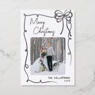 Hand Drawn Whimsical Christmas Holiday Letterpress Photo Cards
