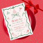 Hand Drawn Whimsical Christmas Winter 1st Birthday Invitation<br><div class="desc">Invite guests to a whimsical winter birthday celebration with this quirky, handwritten French coquette invitation. Featuring playful doodles, bows, and a festive mix of pink, red, and green, it captures a charming vintage aesthetic. Perfect for those seeking a fun and creative holiday invite with a unique touch. Customize text and...</div>