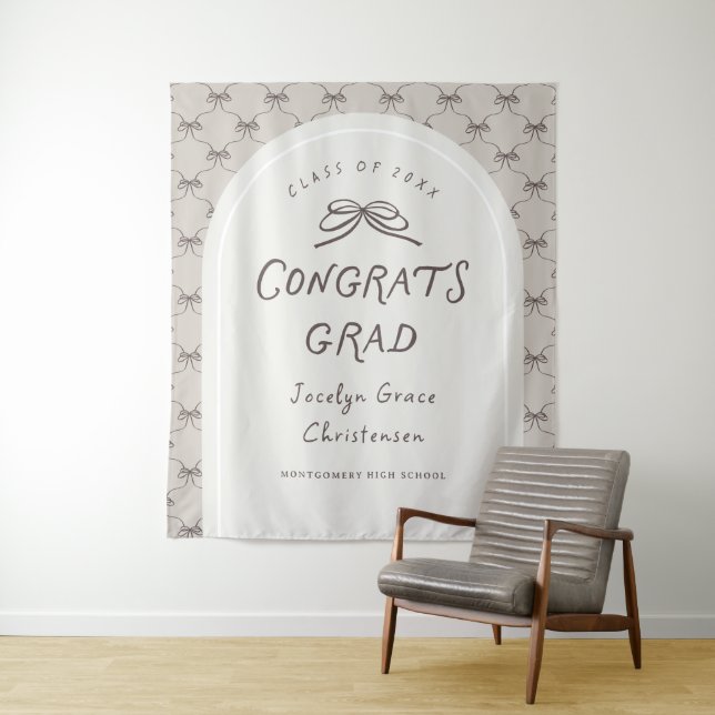 Hand Drawn Whimsical Congrats Grad Party Backdrop (In Situ)