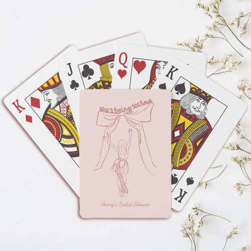 Hand Drawn Whimsical Coquette Bridal Shower Favors Poker Cards