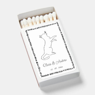 Hand Drawn Whimsical Doodle Cute Cat Wedding Matchboxes
