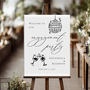Hand Drawn Whimsical Engagement Party welcome Poster