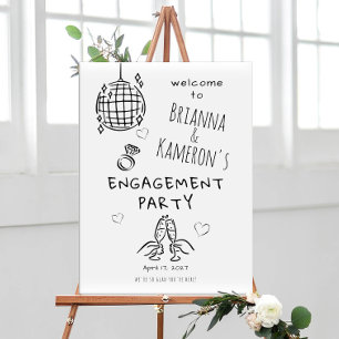 Hand Drawn Whimsical Engagement welcome Poster