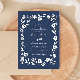Hand Drawn Whimsical Flower Border Bridal Shower Invitation