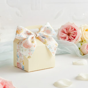 Hand Drawn Whimsical Flowers Pastel Elegant Cute Satin Ribbon
