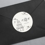 Hand Drawn Whimsical Fun French Wedding Monogram Classic Round Sticker<br><div class="desc">Add a personal and playful touch to your wedding with this Hand Drawn Whimsical Fun French Wedding Monogram Sticker! Featuring charming hand-drawn elements and a vintage French-inspired design, this monogram sticker is perfect for sealing invitations, party favors, or decor. Ideal for boho, retro, or French-themed weddings, it’s fully customizable with...</div>