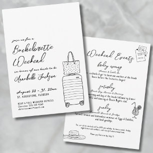 Hand Drawn Whimsical Girls Trip Bachelorette Party Invitation