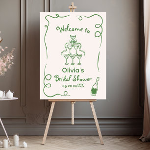 Hand Drawn Whimsical Green Bridal Shower Foam Board