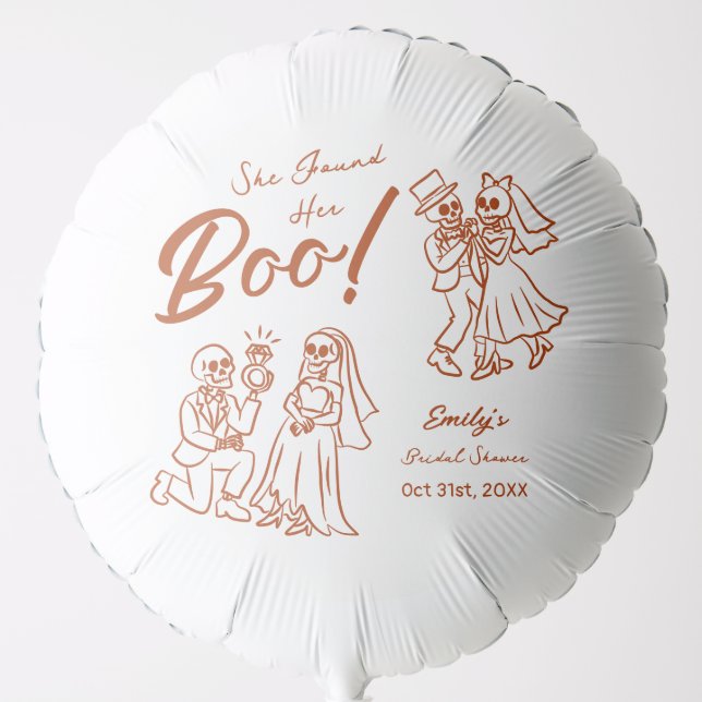 Hand Drawn Whimsical Halloween Bridal Shower Balloon (Front)