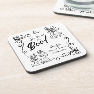 Hand Drawn Whimsical Halloween Bridal Shower Beverage Coaster