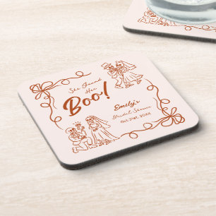 Hand Drawn Whimsical Halloween Bridal Shower Beverage Coaster