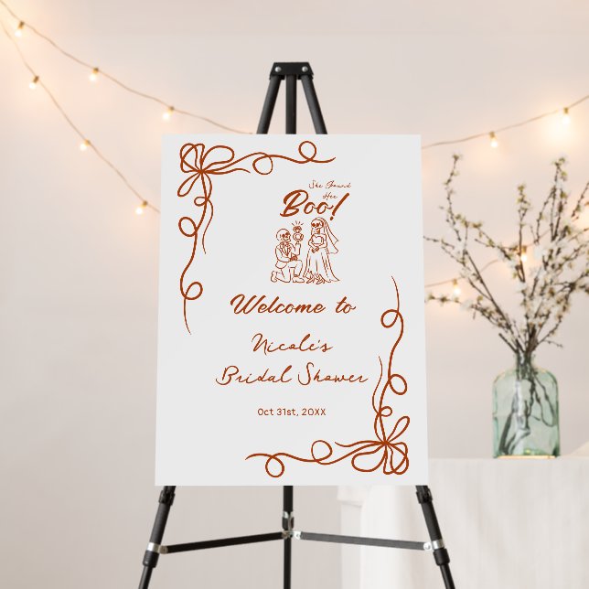 Hand Drawn Whimsical Halloween Bridal Shower Foam Board (In Situ (Stand))