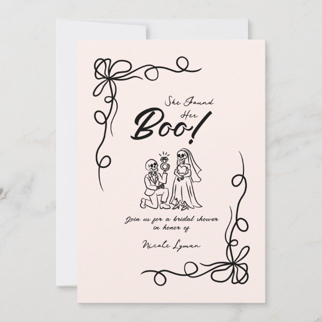 Hand Drawn Whimsical Halloween Bridal Shower Invit Invitation (Front)