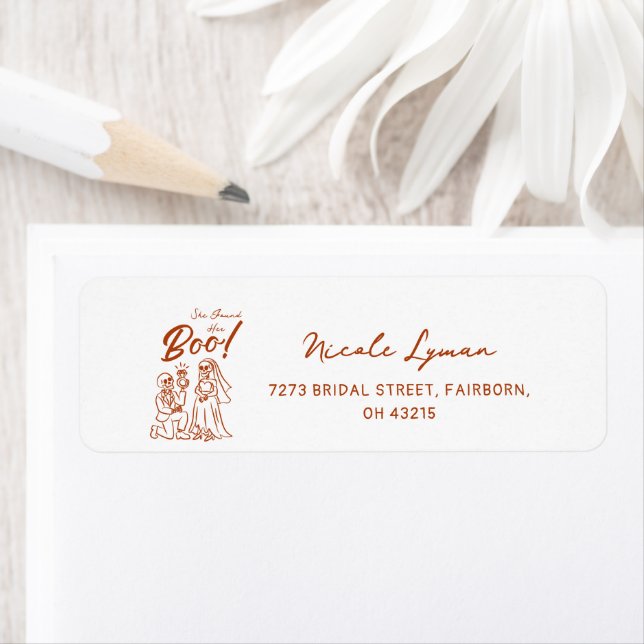 Hand Drawn Whimsical Halloween Bridal Shower Label (Insitu)