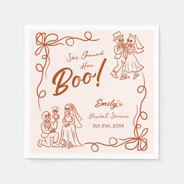 Hand Drawn Whimsical Halloween Bridal Shower Napki Napkins (Front)