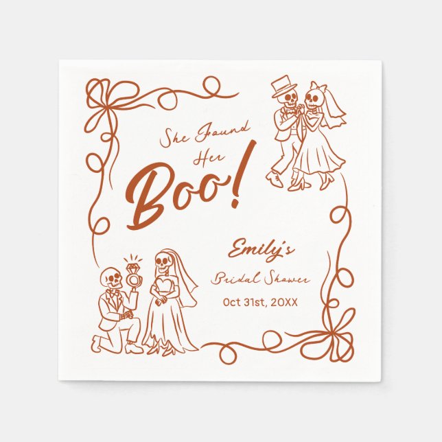 Hand Drawn Whimsical Halloween Bridal Shower Napki Napkins (Front)