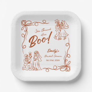 Hand Drawn Whimsical Halloween Bridal Shower Paper Plates
