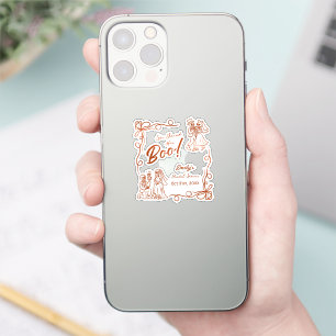 Hand Drawn Whimsical Halloween Bridal Shower Sticker