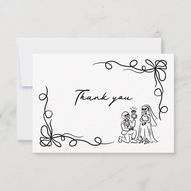 Hand Drawn Whimsical Halloween Bridal Shower  Thank You Card (Front)