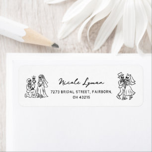 Hand Drawn Whimsical Halloween Wedding Shower Label