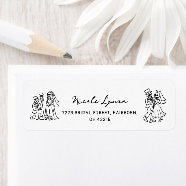 Hand Drawn Whimsical Halloween Wedding Shower Label (Insitu)