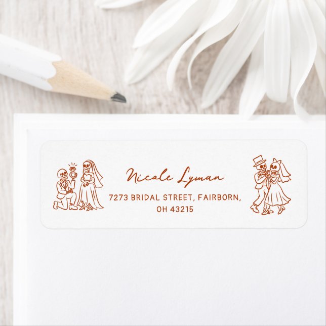 Hand Drawn Whimsical Halloween Wedding Shower Label (Insitu)