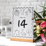 Hand Drawn Whimsical Handwritten Quirky Wedding Table Number<br><div class="desc">Add charm to your reception with these whimsical,  hand-drawn wedding table numbers! Featuring quirky handwritten details,  they bring a playful and creative touch to your table settings,  perfectly blending fun and elegance for your special day.</div>
