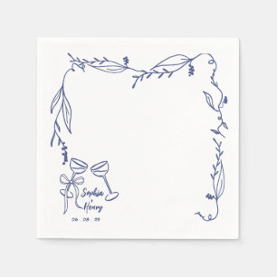 Hand Drawn whimsical Italian wedding Napkins