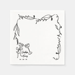 Hand Drawn whimsical Italian wedding Napkins