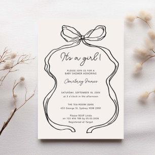 Hand Drawn Whimsical it's a girl baby shower Invitation