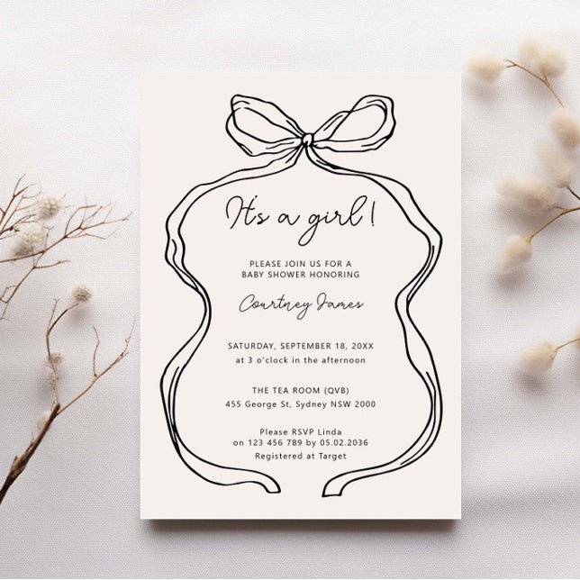 Hand Drawn Whimsical it's a girl baby shower Invitation (Creator Uploaded)