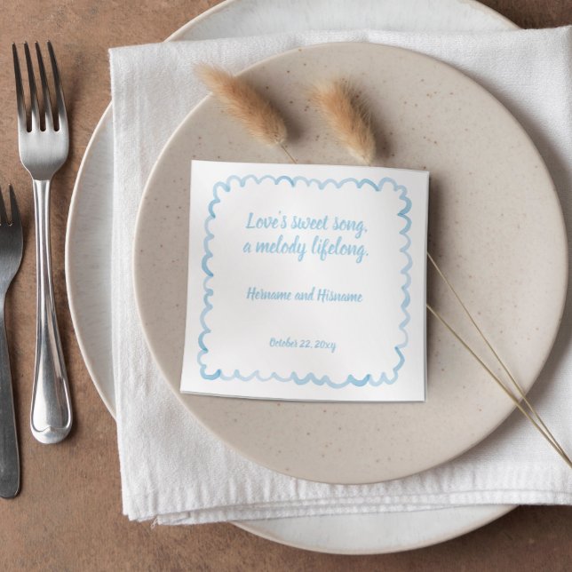 Hand Drawn Whimsical Light Blue Wavy Frame Quote Napkins (Creator Uploaded)
