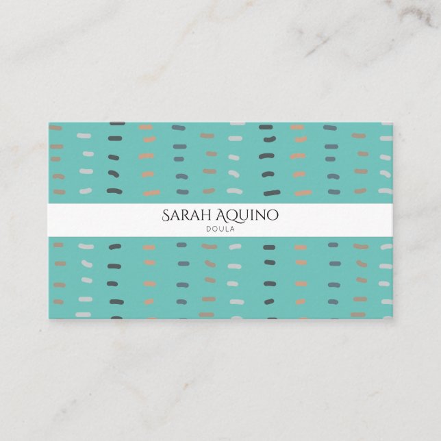 Hand Drawn Whimsical Line Doodles Doula Monogram Business Card (Front)