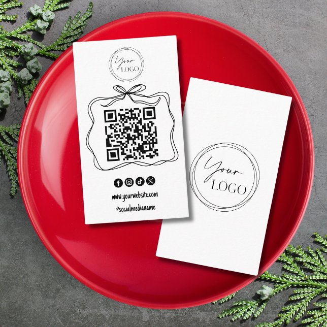 Hand Drawn Whimsical Logo Social Media QR Code Business Card (Creator Uploaded)