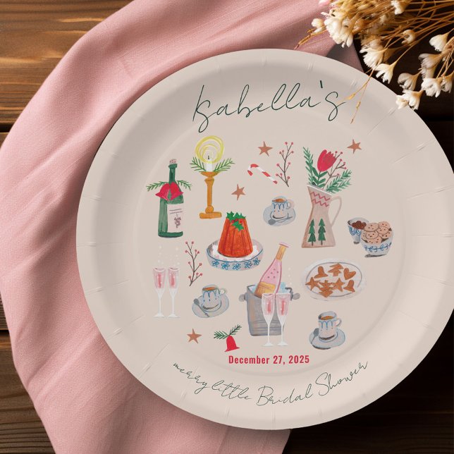 Hand Drawn Whimsical Merry Little Bridal Shower Paper Plates (Hand Drawn Whimsical Merry Little Bridal Shower Paper Plates)